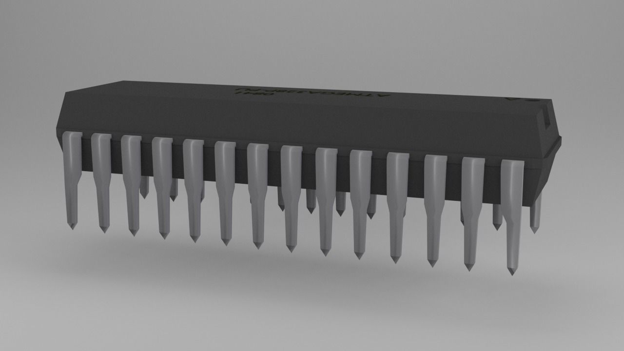ATMega328P-PU Microcontroller Free low-poly 3D model_15
