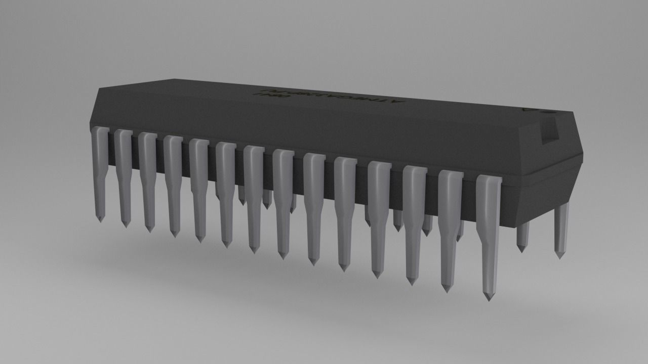 ATMega328P-PU Microcontroller Free low-poly 3D model_10