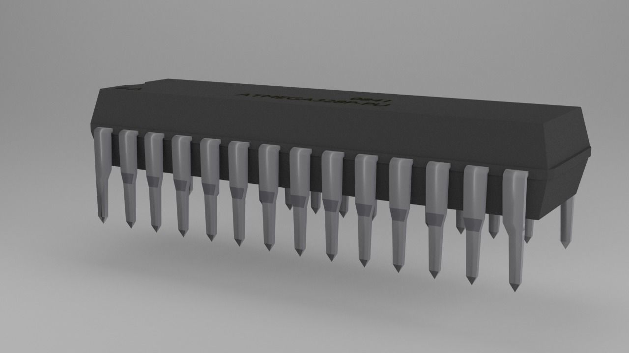 ATMega328P-PU Microcontroller Free low-poly 3D model_45
