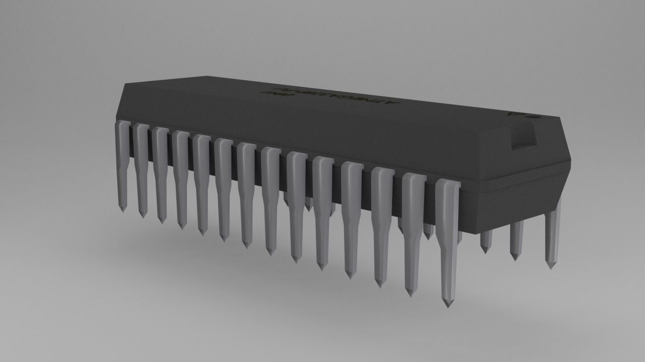 ATMega328P-PU Microcontroller Free low-poly 3D model_11