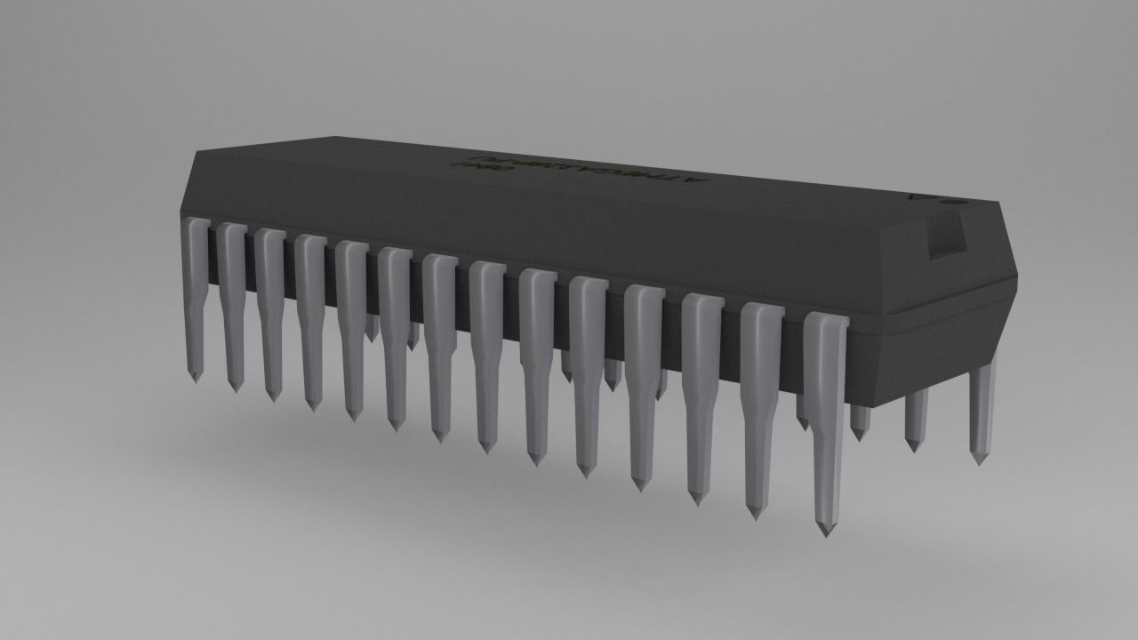 ATMega328P-PU Microcontroller Free low-poly 3D model_7