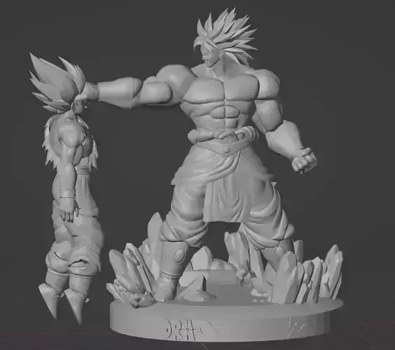 Broly vs Goku Fan-Made Dragon Ball Printable Statue Set STL