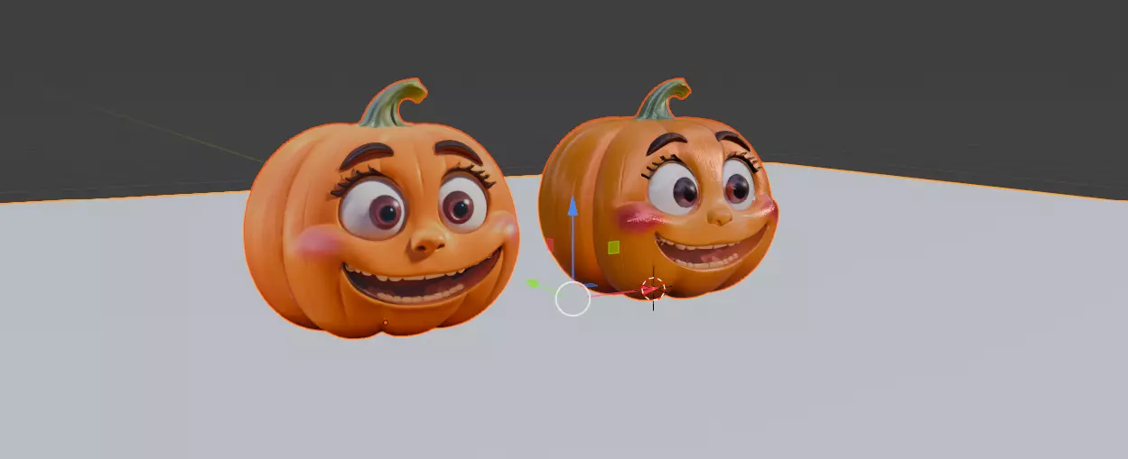 Cute Cartoon Pumpkin Kids Friendly Halloween 3D Model 3D model_11