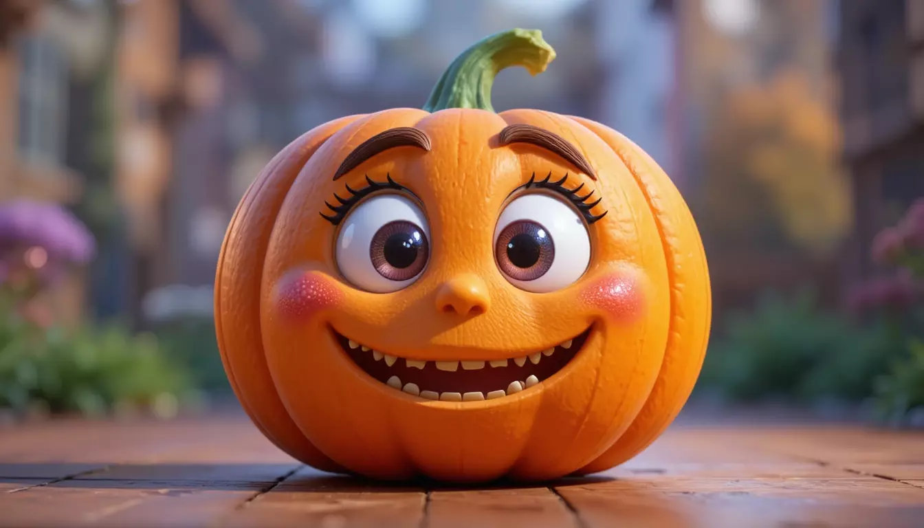 Cute Cartoon Pumpkin Kids Friendly Halloween 3D Model 3D model_0