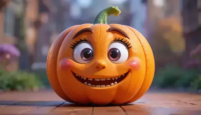 Cute Cartoon Pumpkin Kids Friendly Halloween 3D Model 3D model