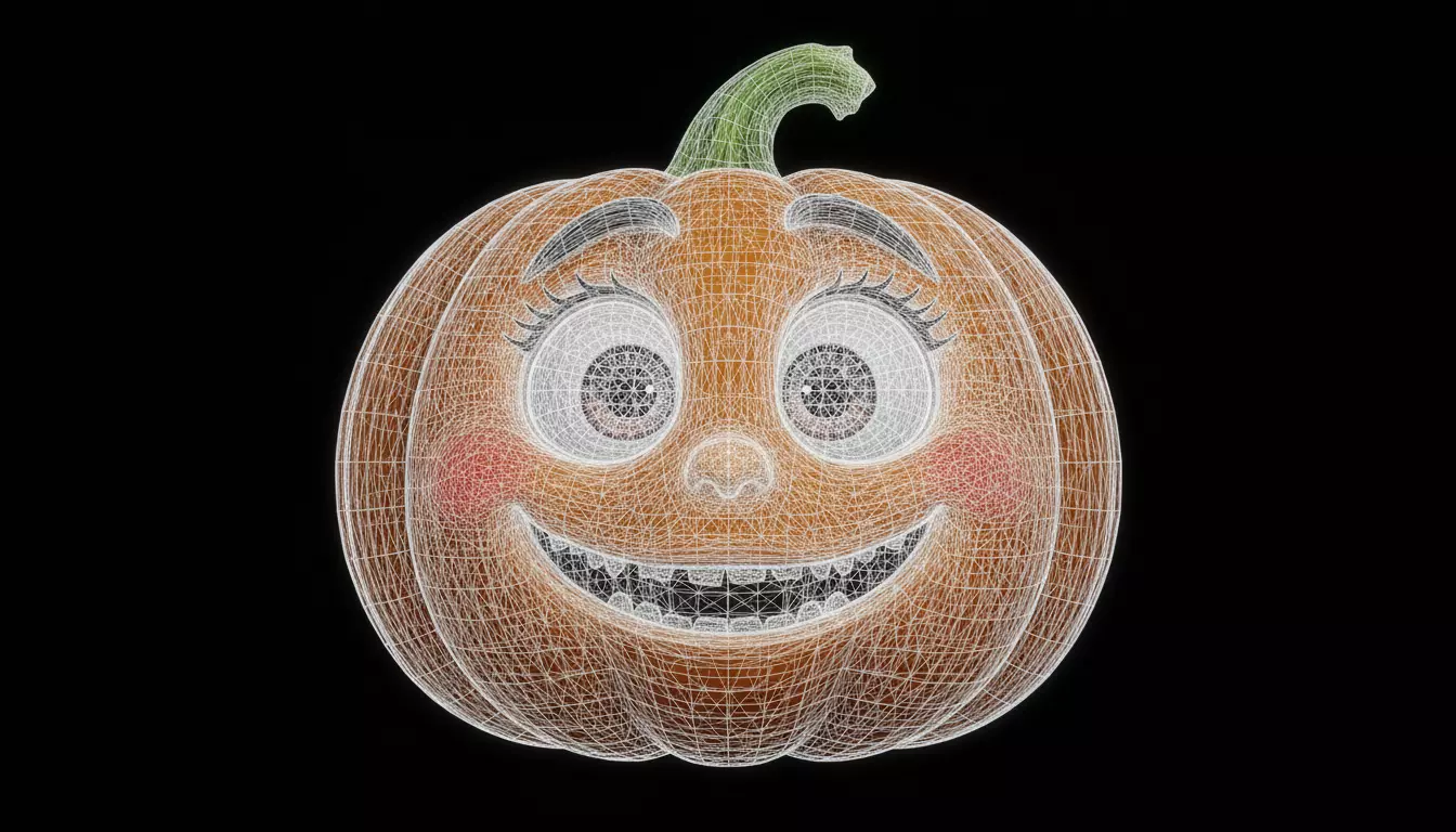 Cute Cartoon Pumpkin Kids Friendly Halloween 3D Model 3D model_8