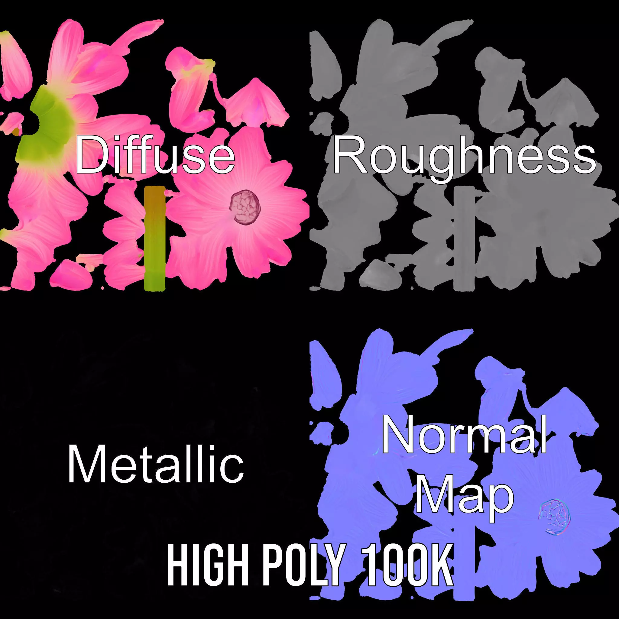 Pink Petal Blossom model pack Low-poly 3D model_4