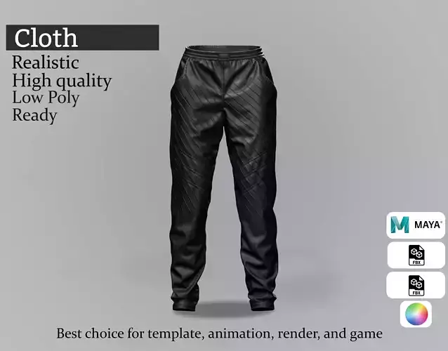 Black Leather Pants- Game-Ready 3D Clothing