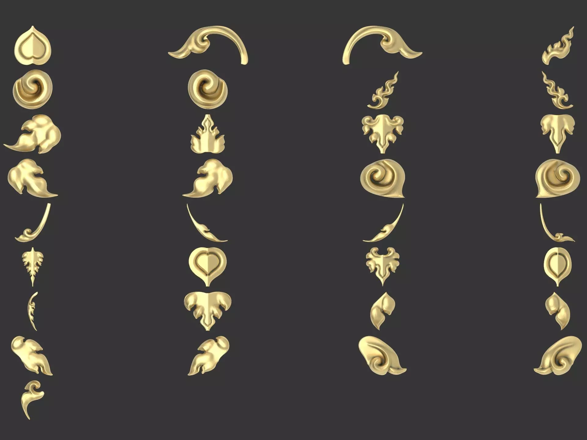 280 Pattern - Lai Thai Decorative 3D Relief Set for ZBrush-CNC 3D model_7