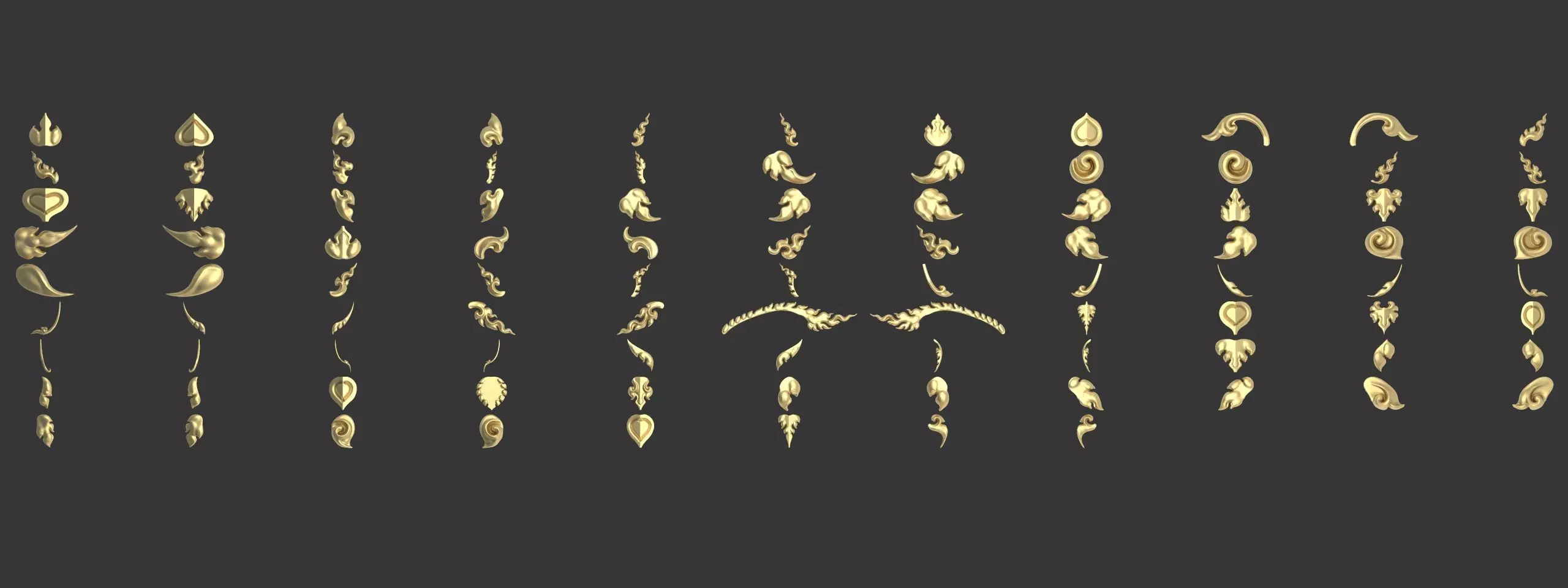 280 Pattern - Lai Thai Decorative 3D Relief Set for ZBrush-CNC 3D model_6