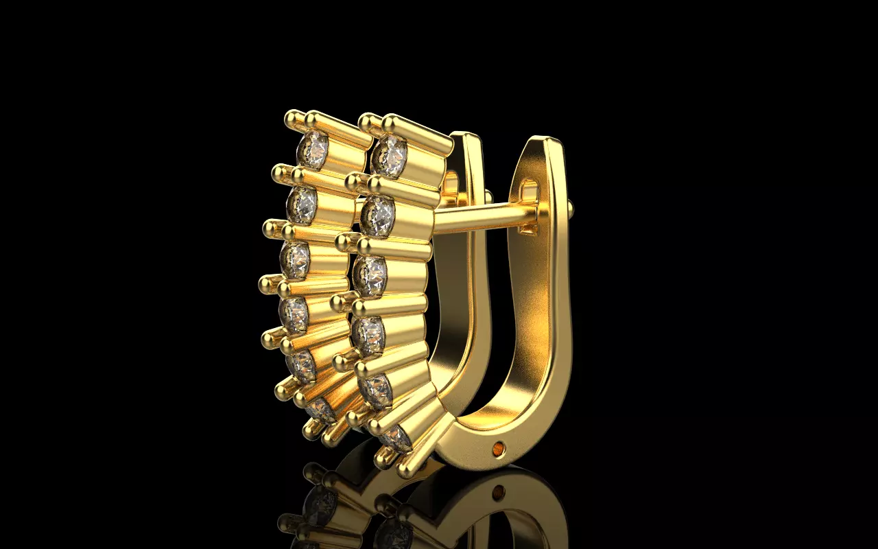 Earring with gems model 1412 3D print model_22