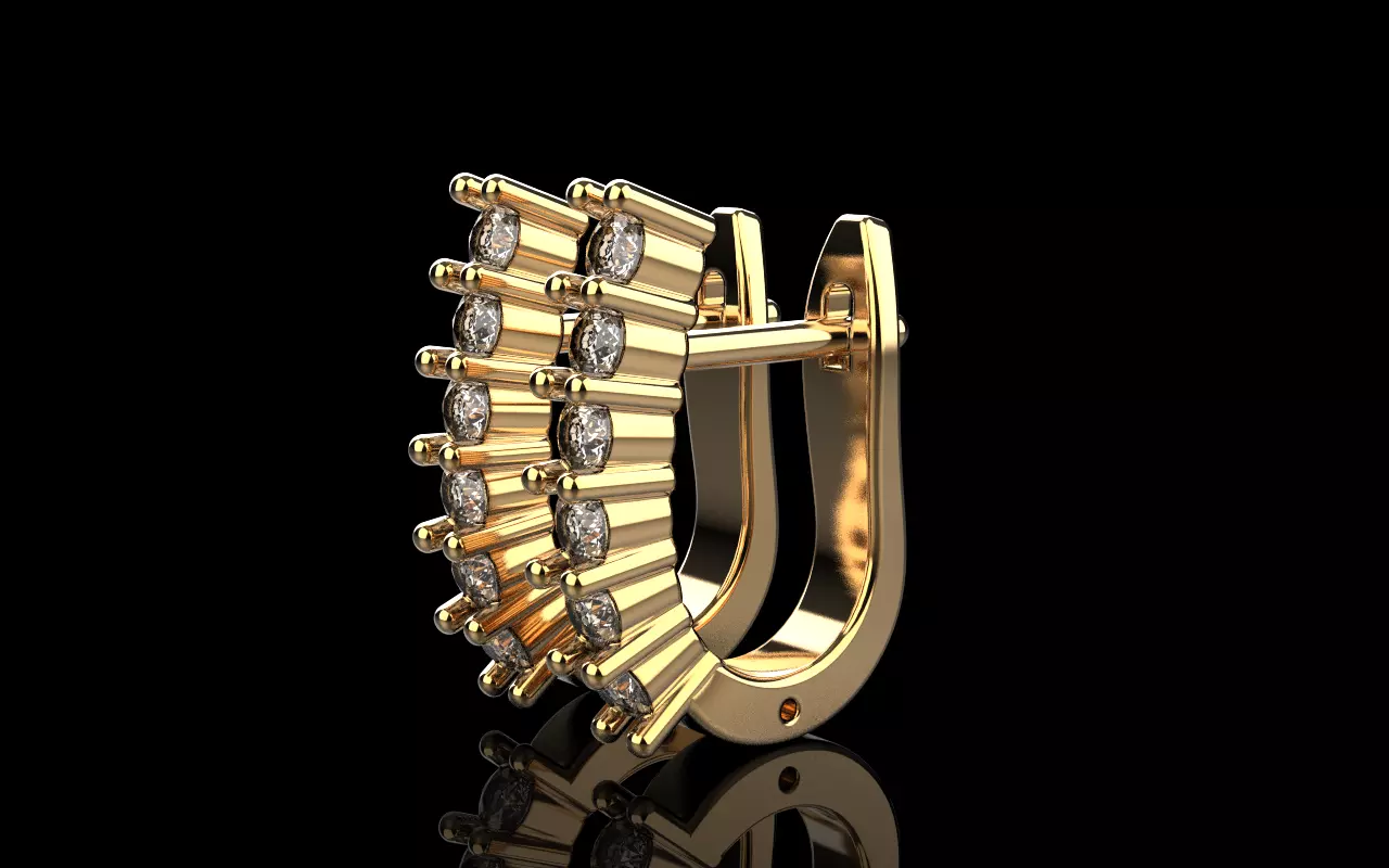 Earring with gems model 1412 3D print model_24