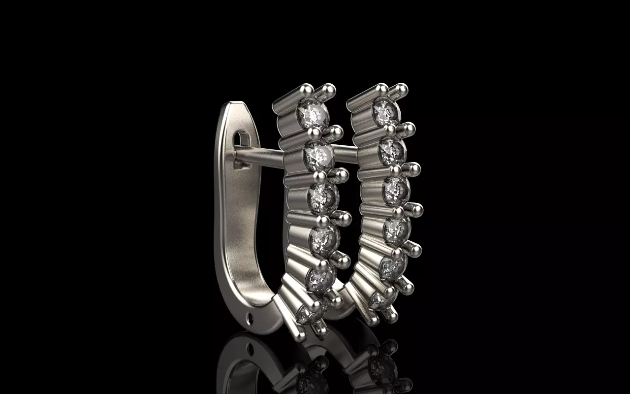 Earring with gems model 1412 3D print model_18