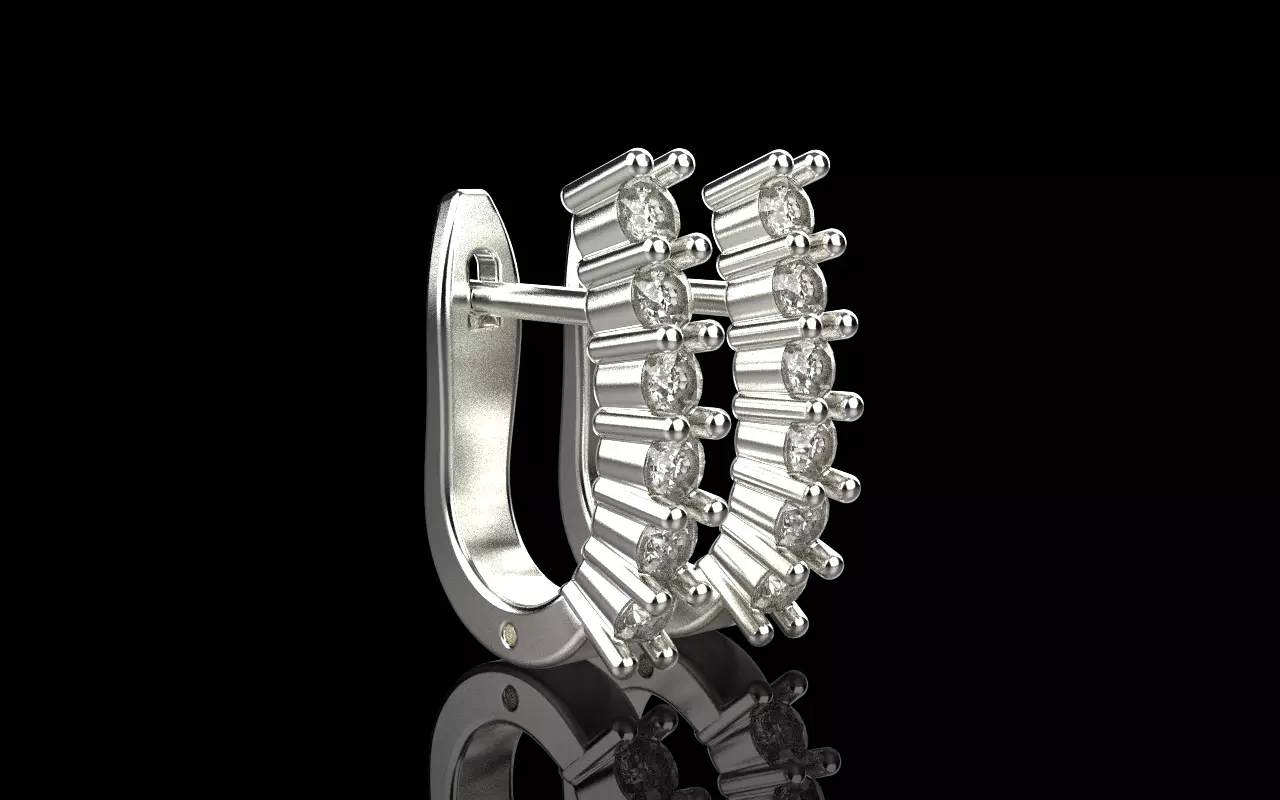 Earring with gems model 1412 3D print model_2