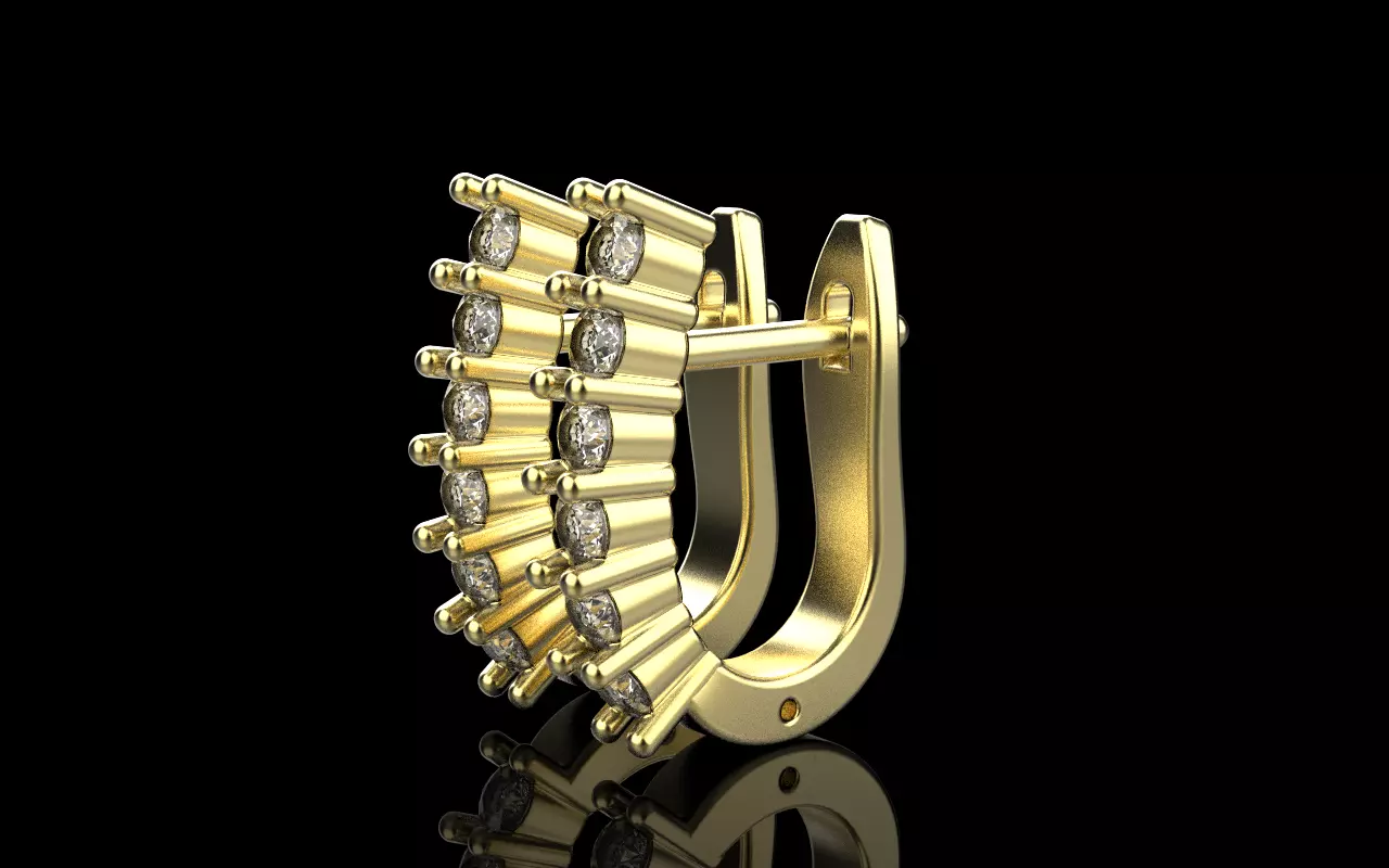 Earring with gems model 1412 3D print model_23