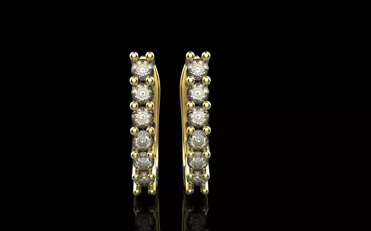 Earring with gems model 1412 3D print model_10