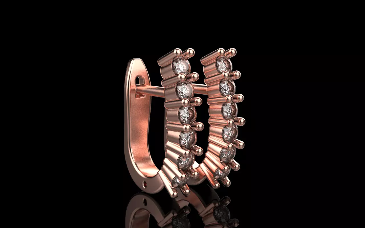 Earring with gems model 1412 3D print model_19