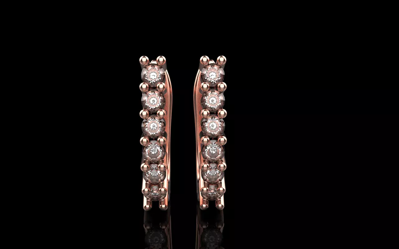 Earring with gems model 1412 3D print model_13