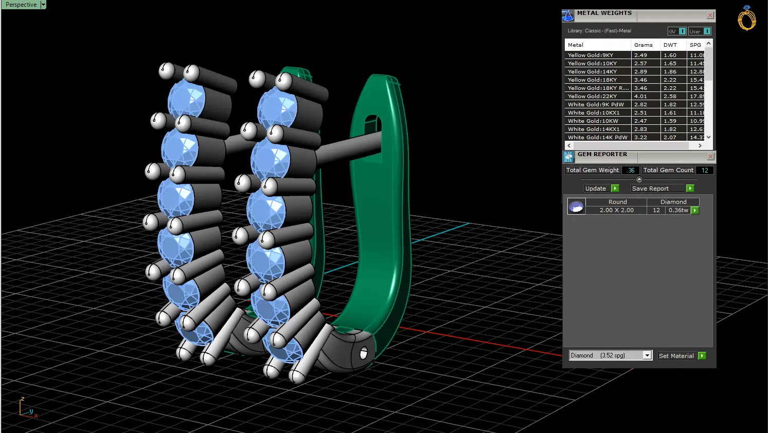 Earring with gems model 1412 3D print model_4