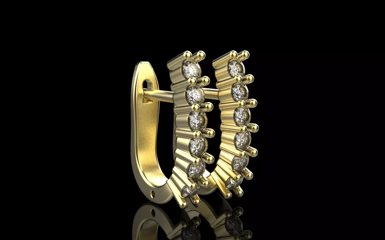 Earring with gems model 1412 3D print model_16