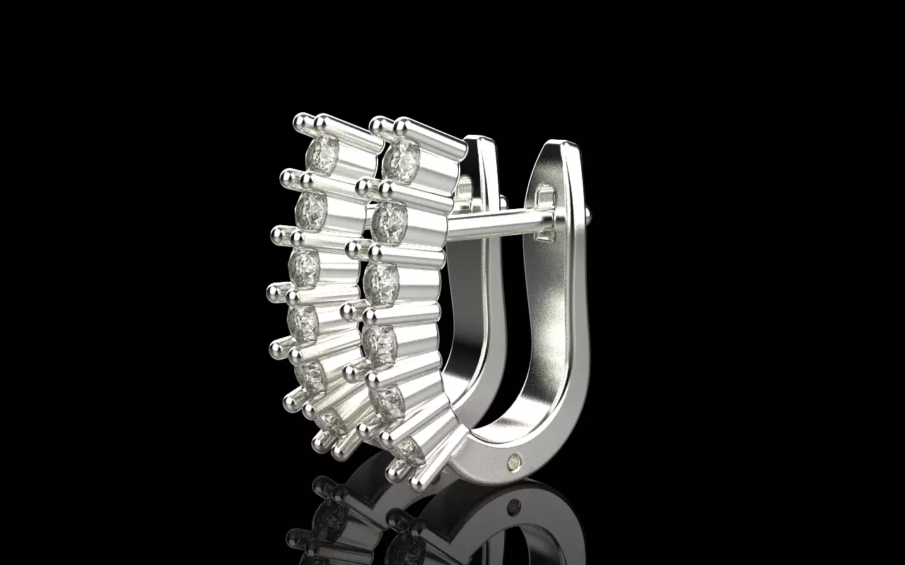 Earring with gems model 1412 3D print model_0