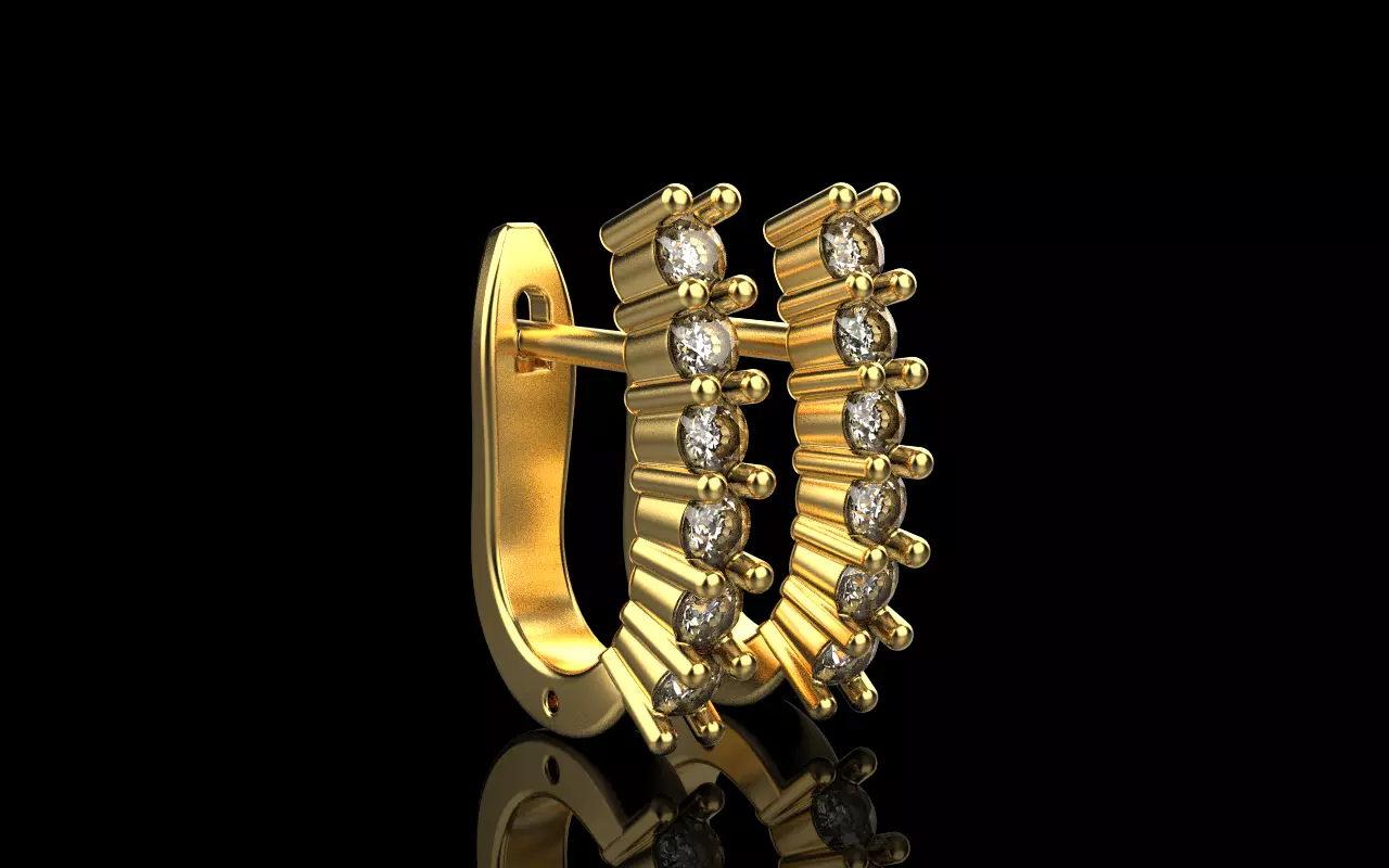 Earring with gems model 1412 3D print model_15