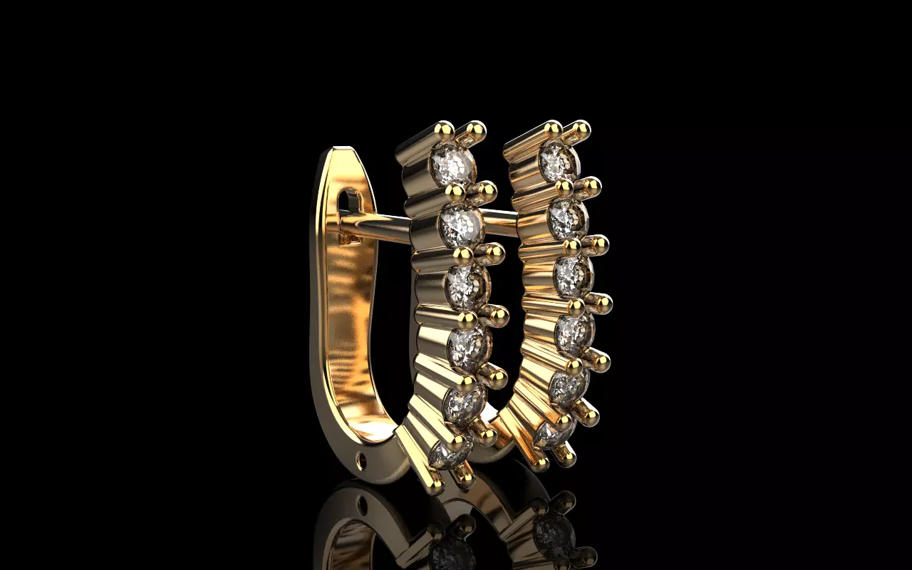 Earring with gems model 1412 3D print model_17