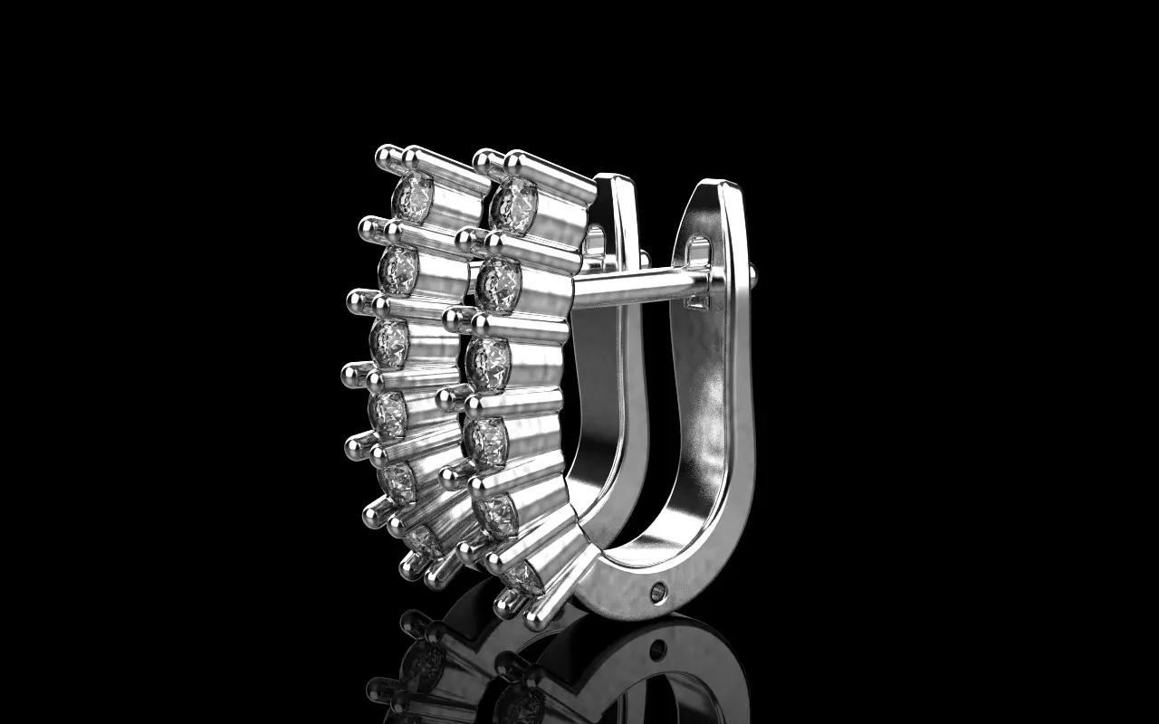 Earring with gems model 1412 3D print model_27