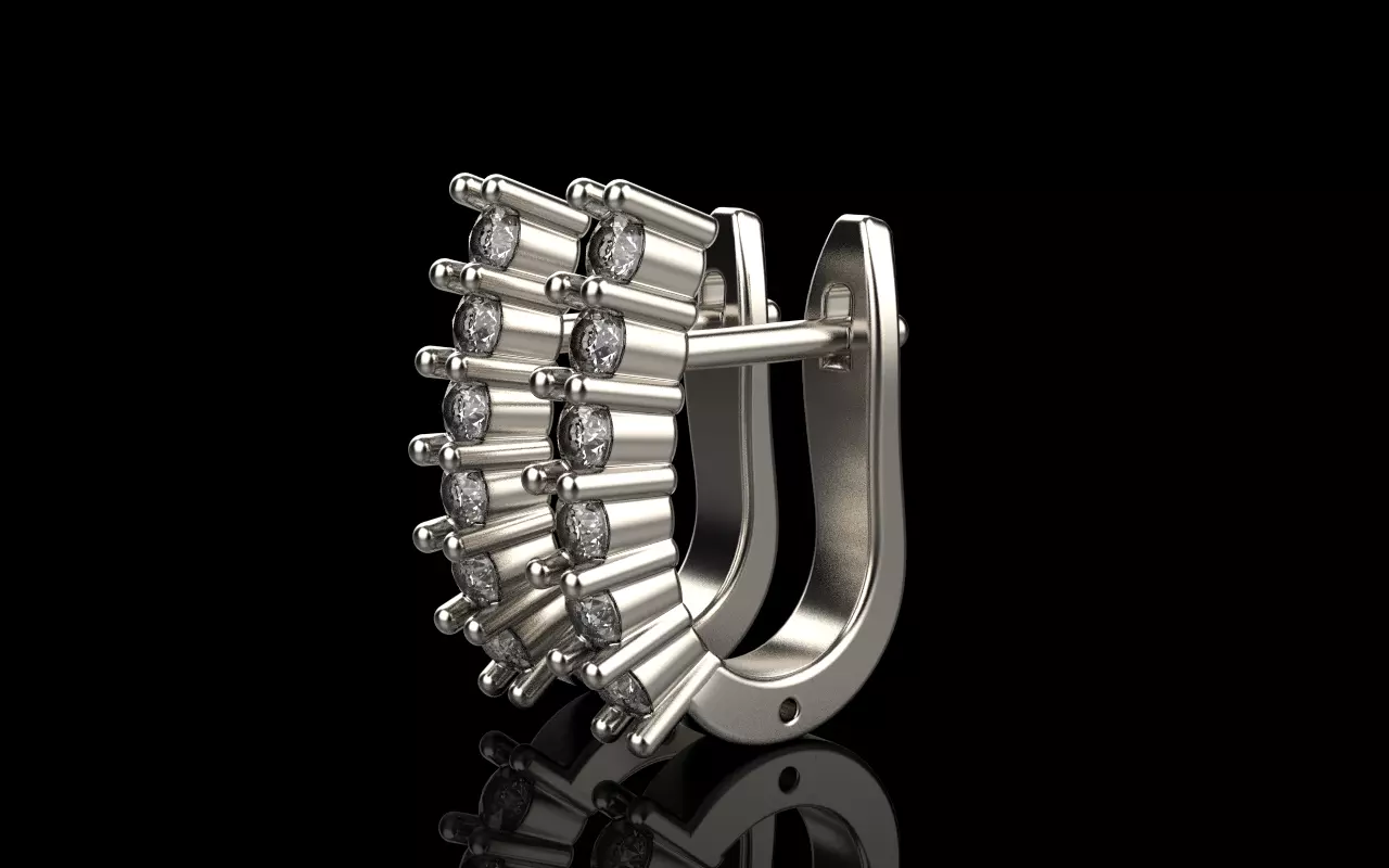 Earring with gems model 1412 3D print model_25