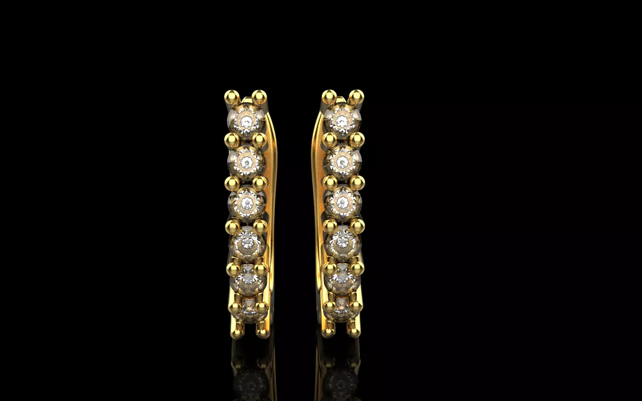 Earring with gems model 1412 3D print model_9