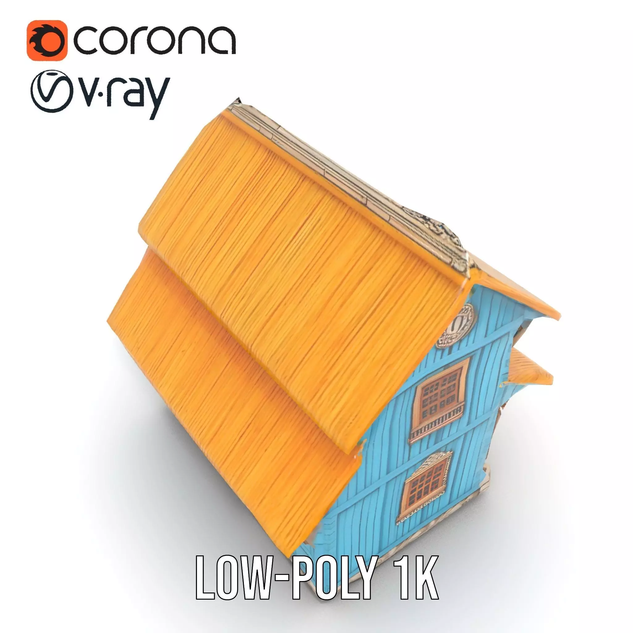 Traditional Teal Cottage model pack Low-poly 3D model_17