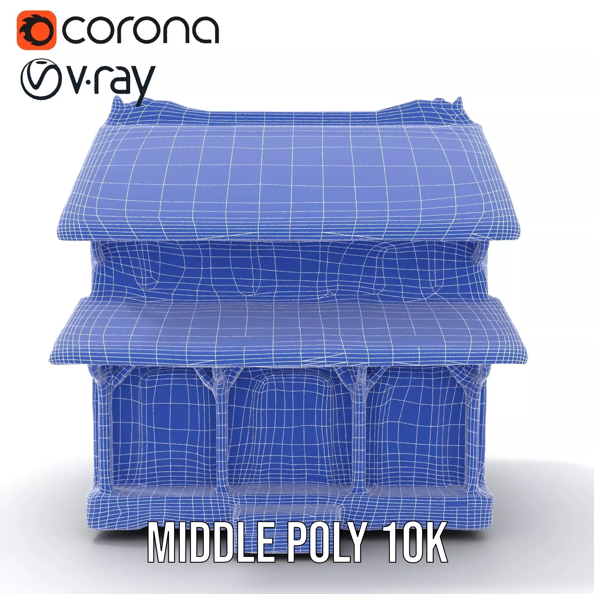 Traditional Teal Cottage model pack Low-poly 3D model_30