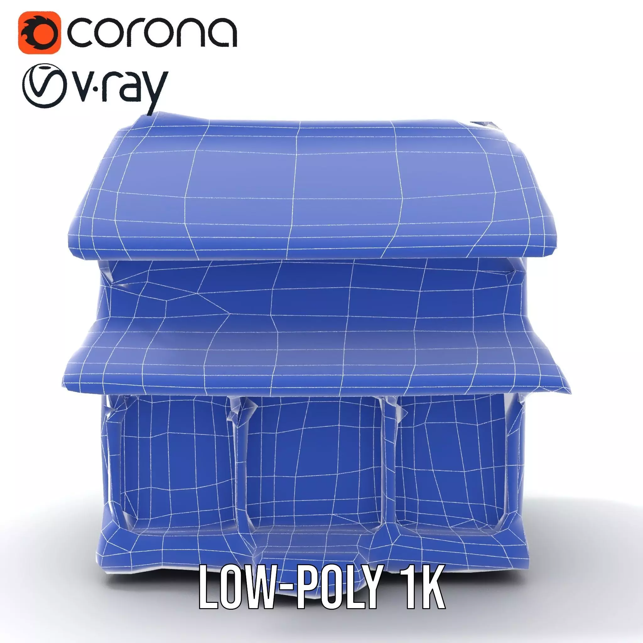 Traditional Teal Cottage model pack Low-poly 3D model_23