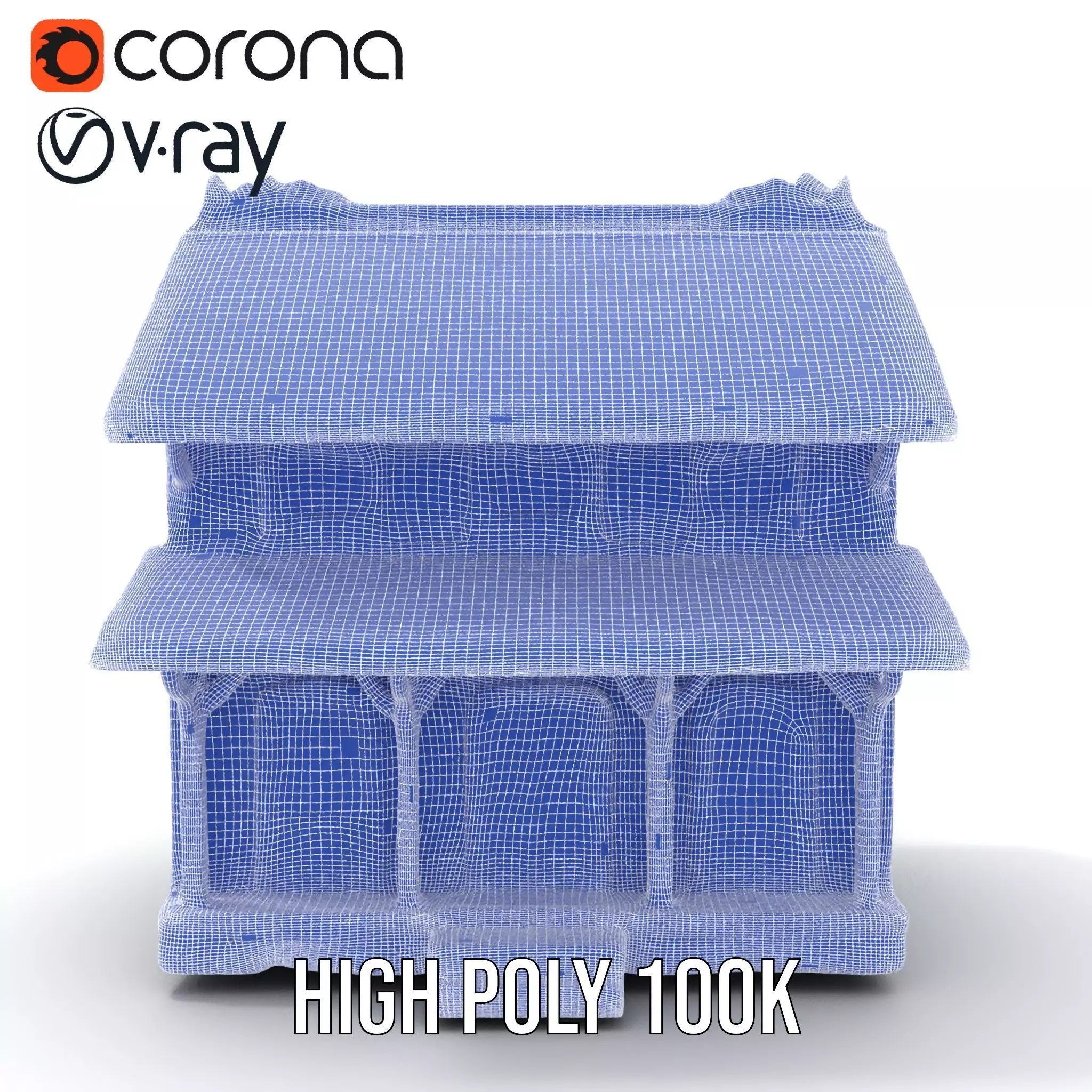 Traditional Teal Cottage model pack Low-poly 3D model_34