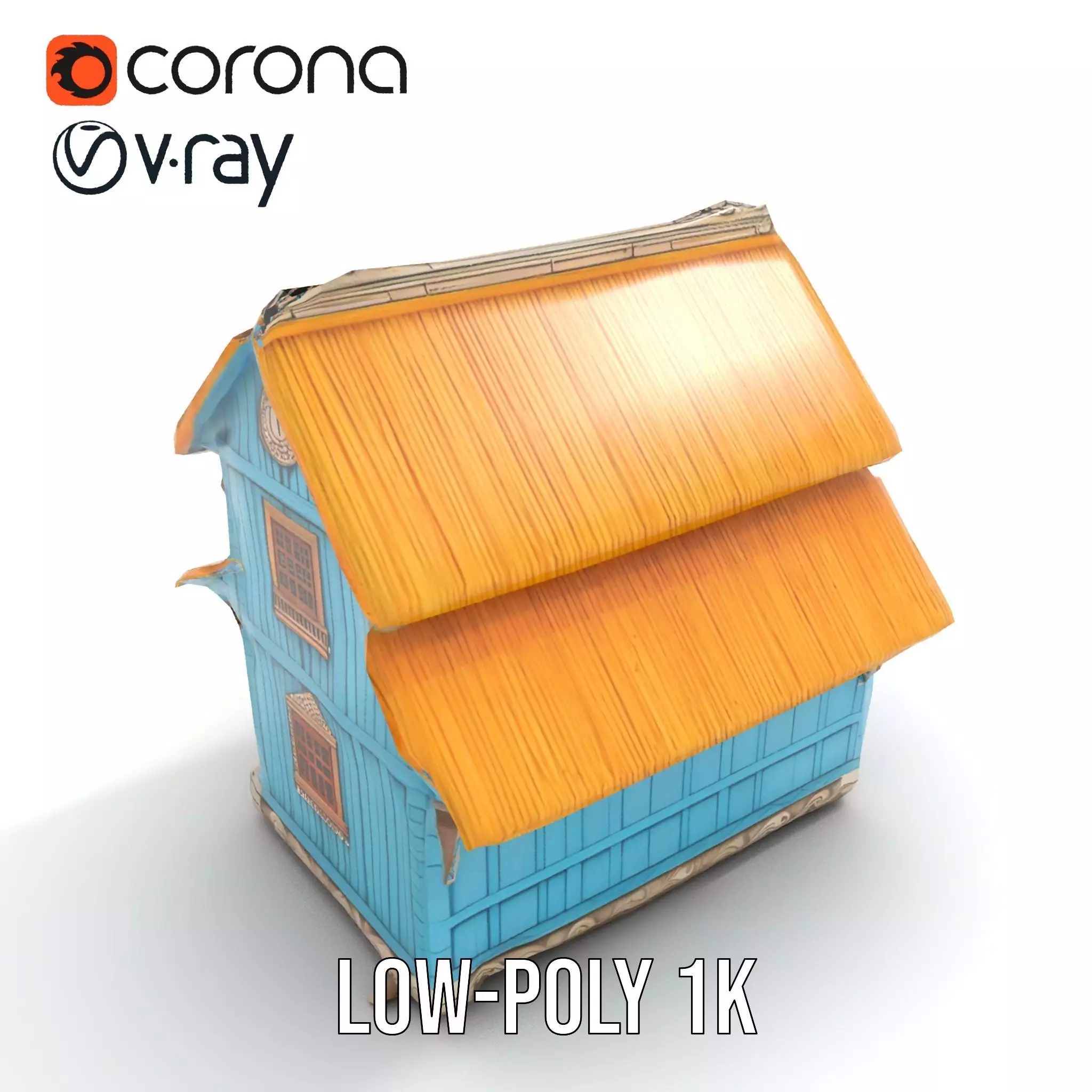 Traditional Teal Cottage model pack Low-poly 3D model_13