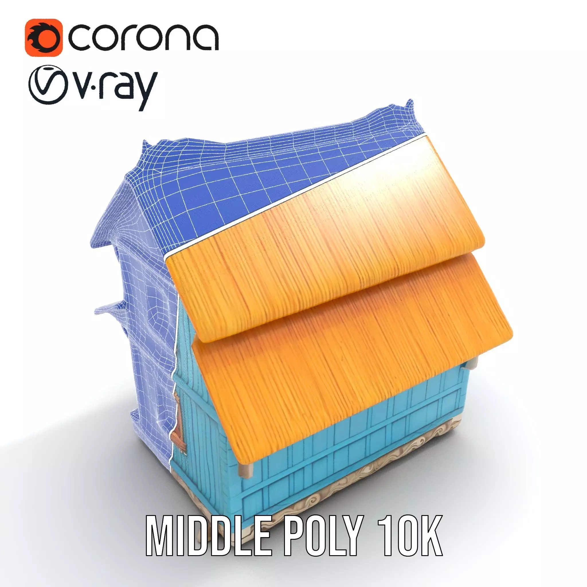 Traditional Teal Cottage model pack Low-poly 3D model_24