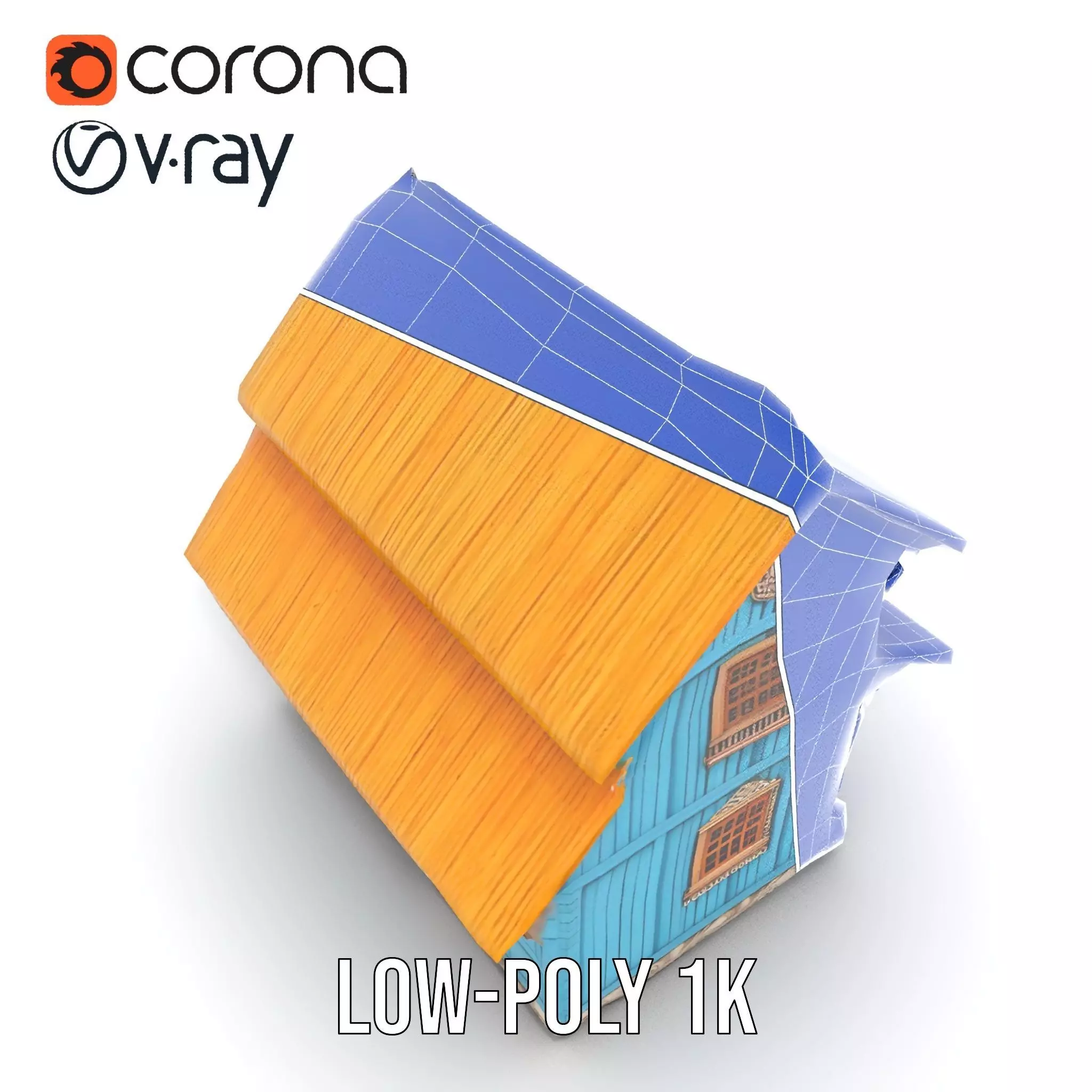 Traditional Teal Cottage model pack Low-poly 3D model_28