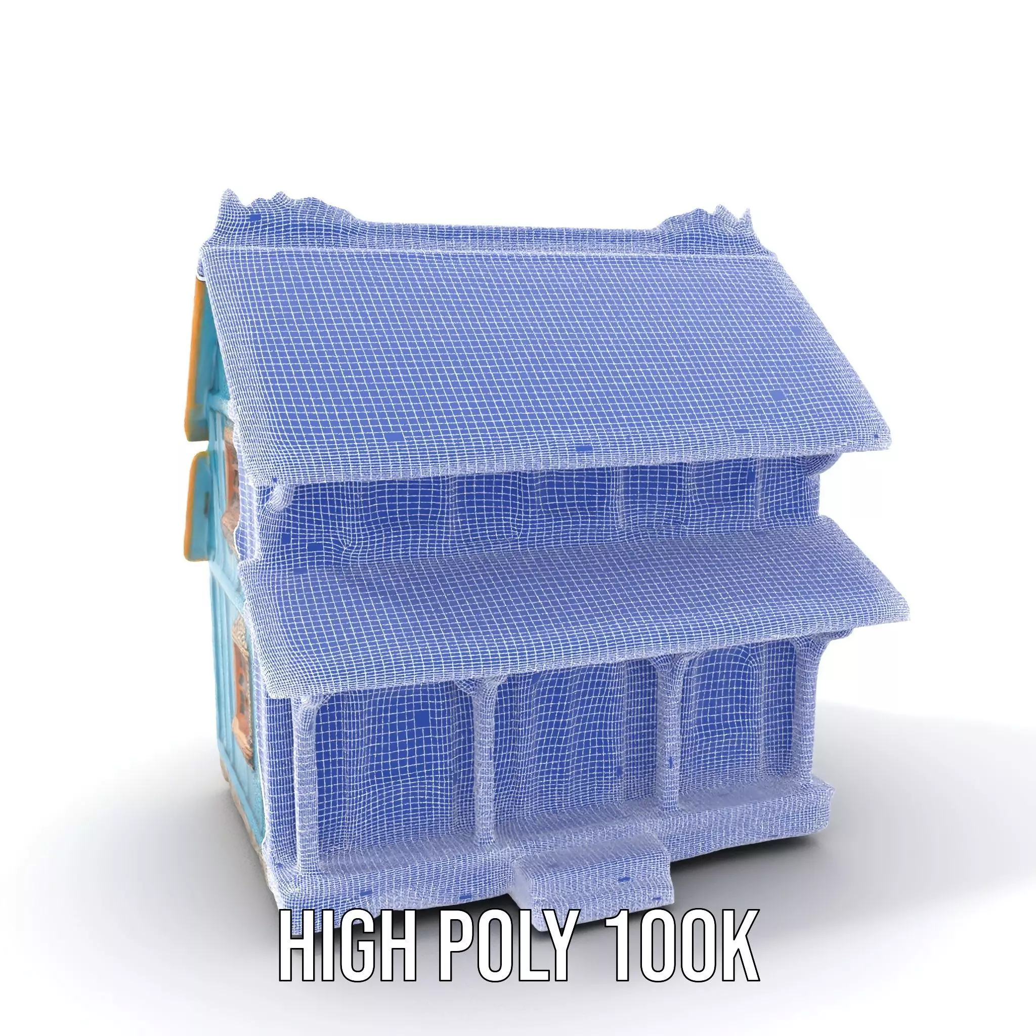 Traditional Teal Cottage model pack Low-poly 3D model_5
