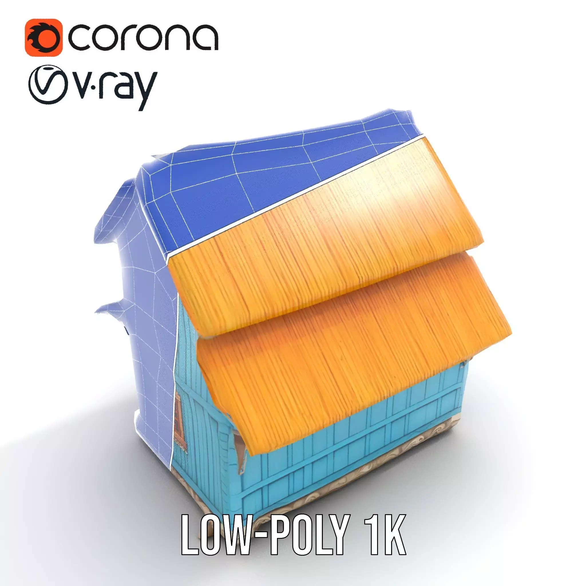 Traditional Teal Cottage model pack Low-poly 3D model_25