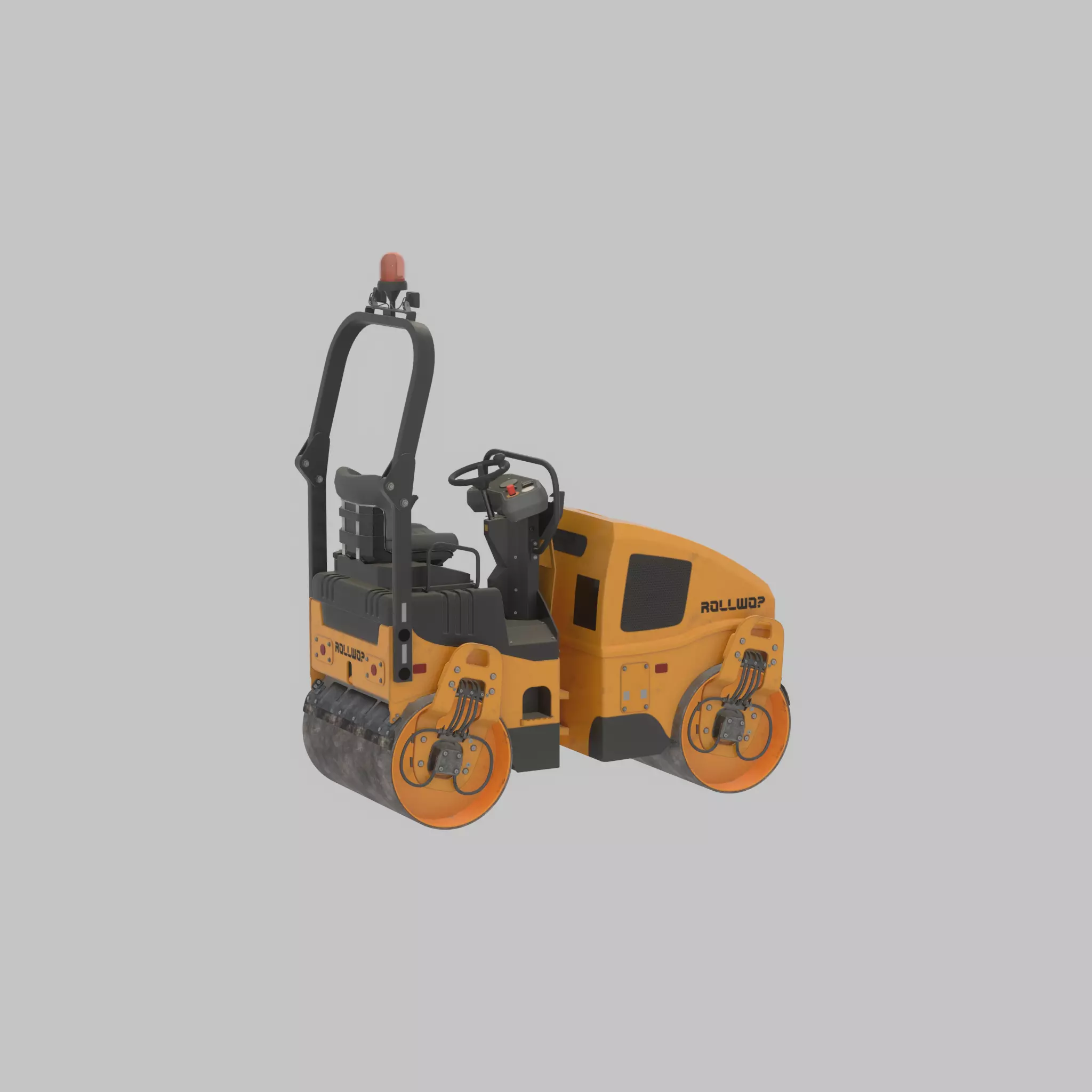 Road Roller Version-1 yellow rigged Low-poly 3D model_45