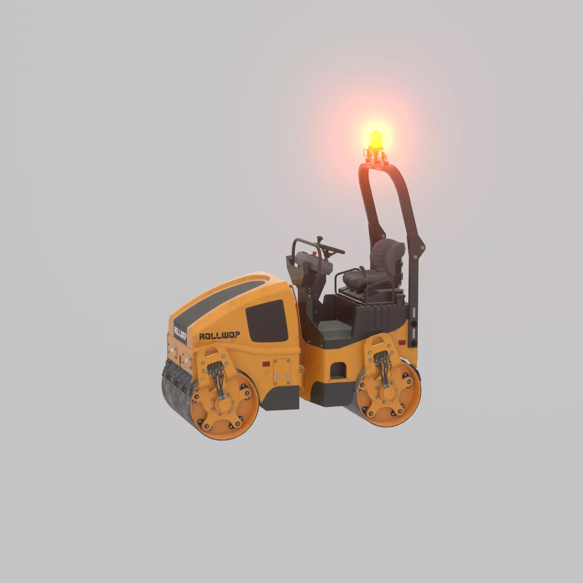 Road Roller Version-1 yellow rigged Low-poly 3D model_62