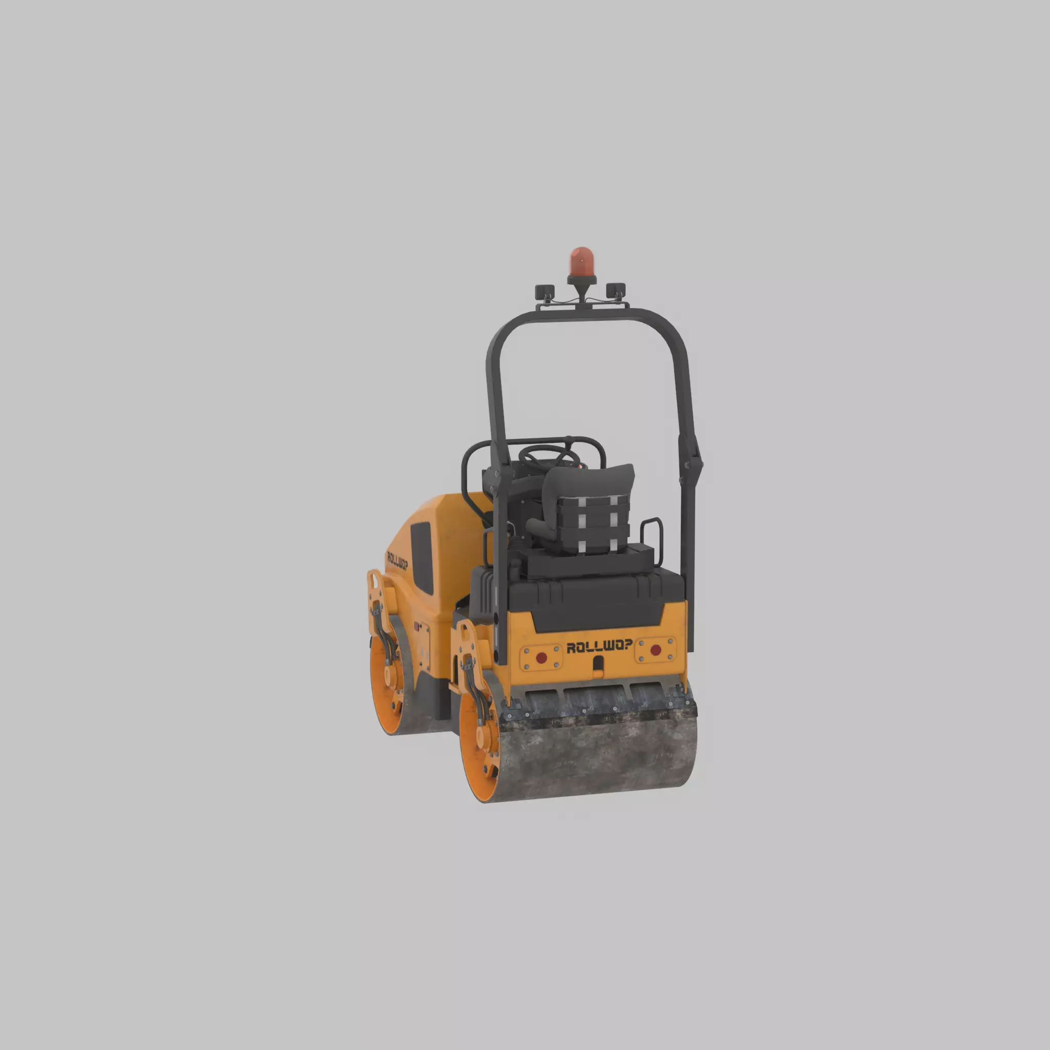 Road Roller Version-1 yellow rigged Low-poly 3D model_26