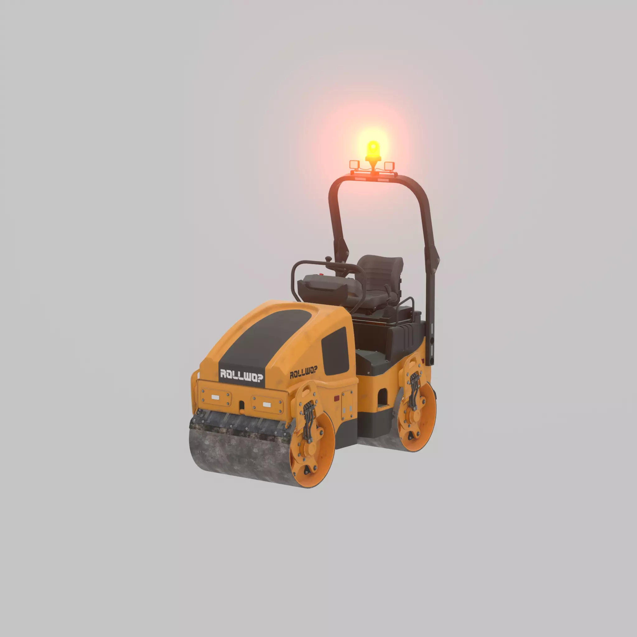 Road Roller Version-1 yellow rigged Low-poly 3D model_61