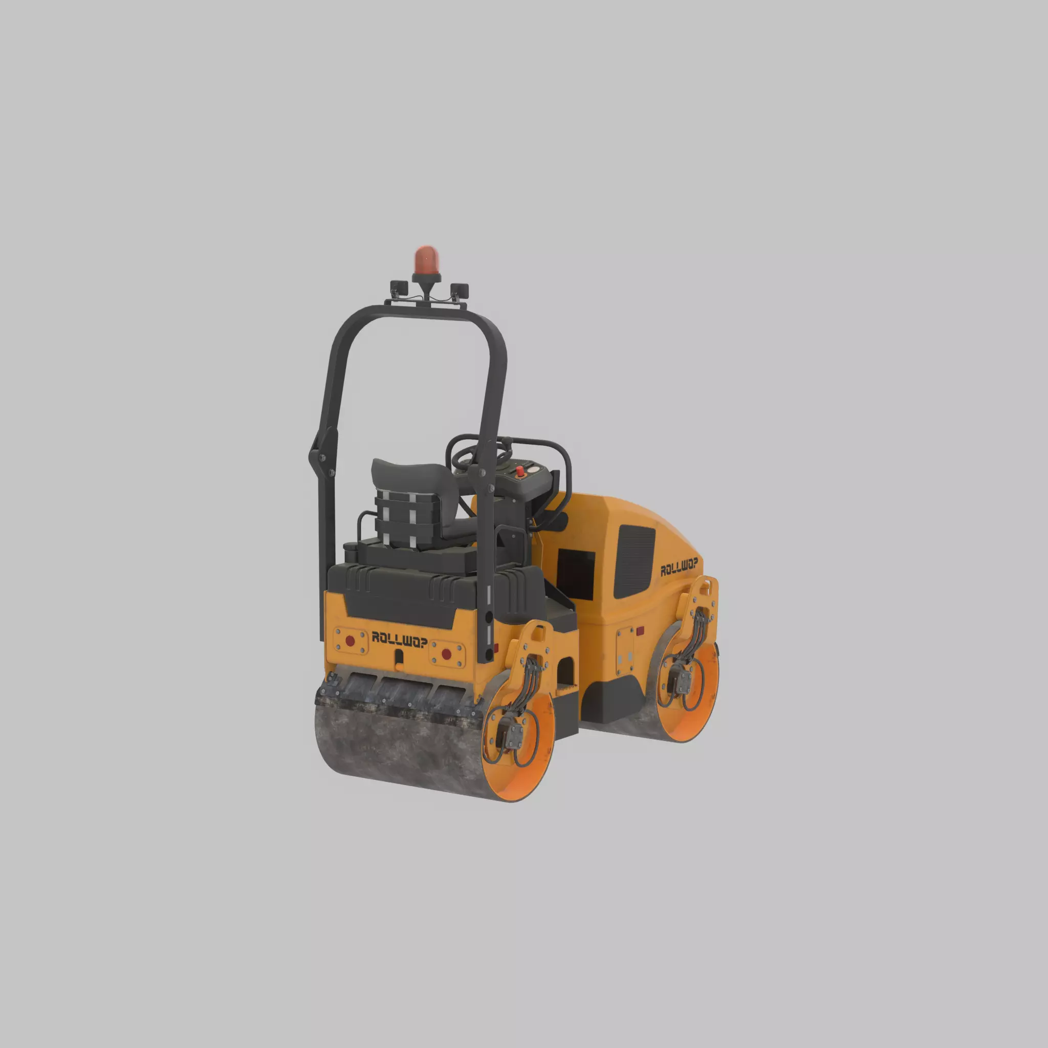 Road Roller Version-1 yellow rigged Low-poly 3D model_37