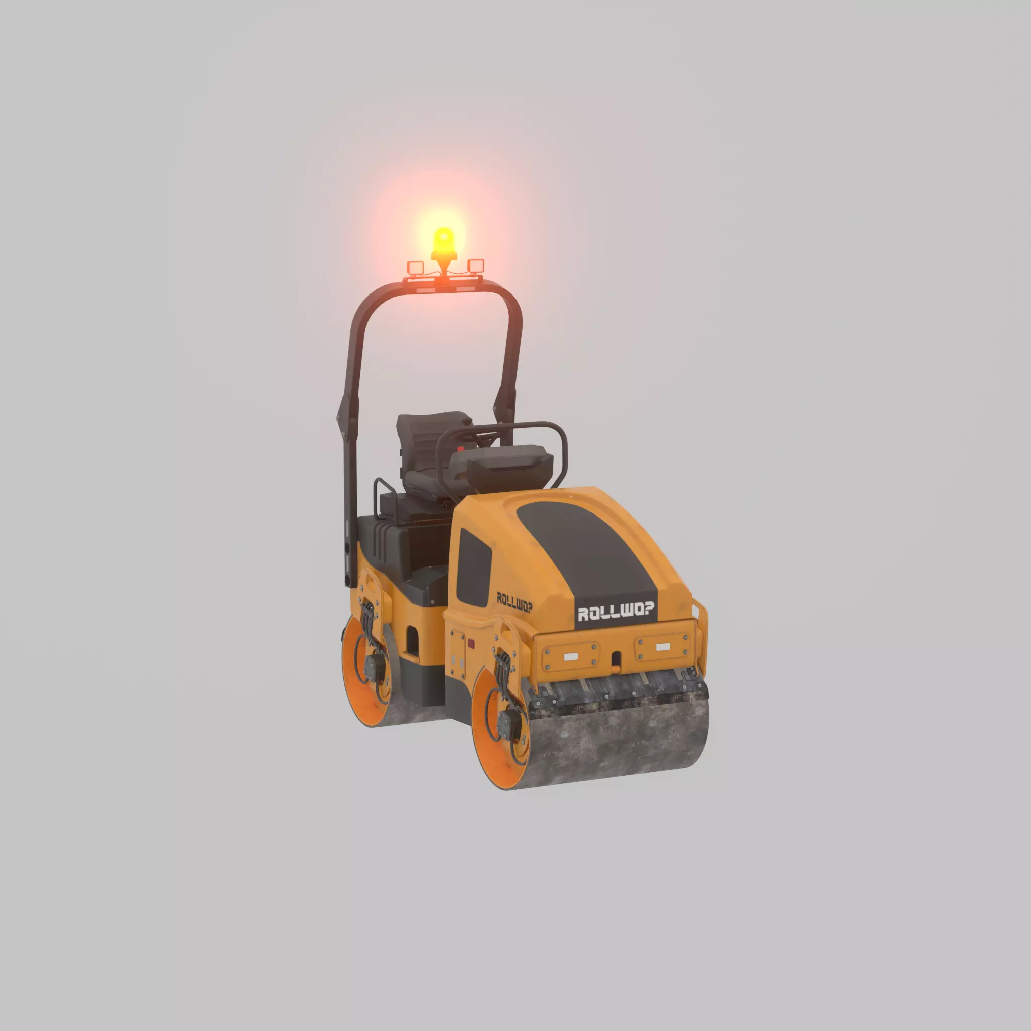 Road Roller Version-1 yellow rigged Low-poly 3D model_48