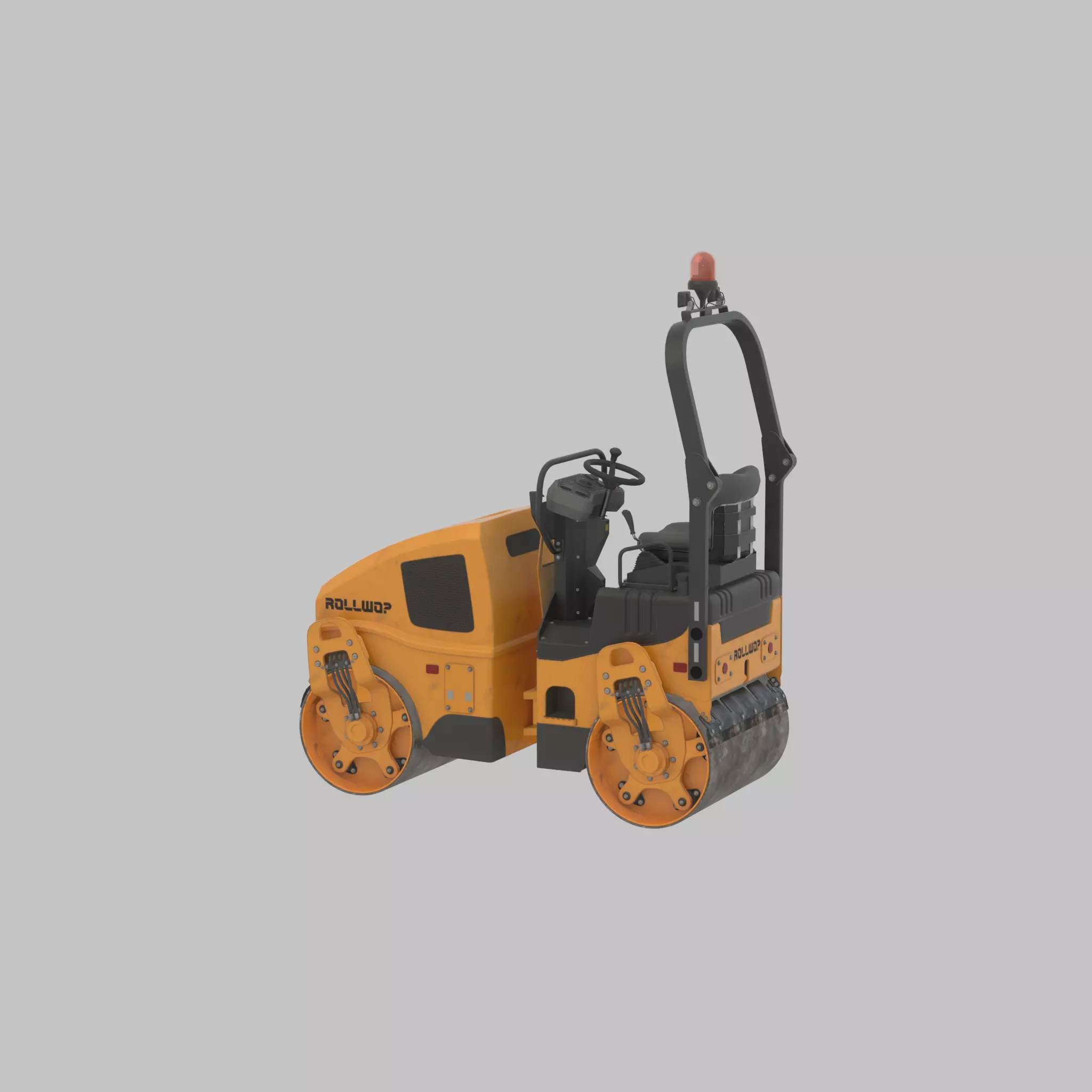 Road Roller Version-1 yellow rigged Low-poly 3D model_27
