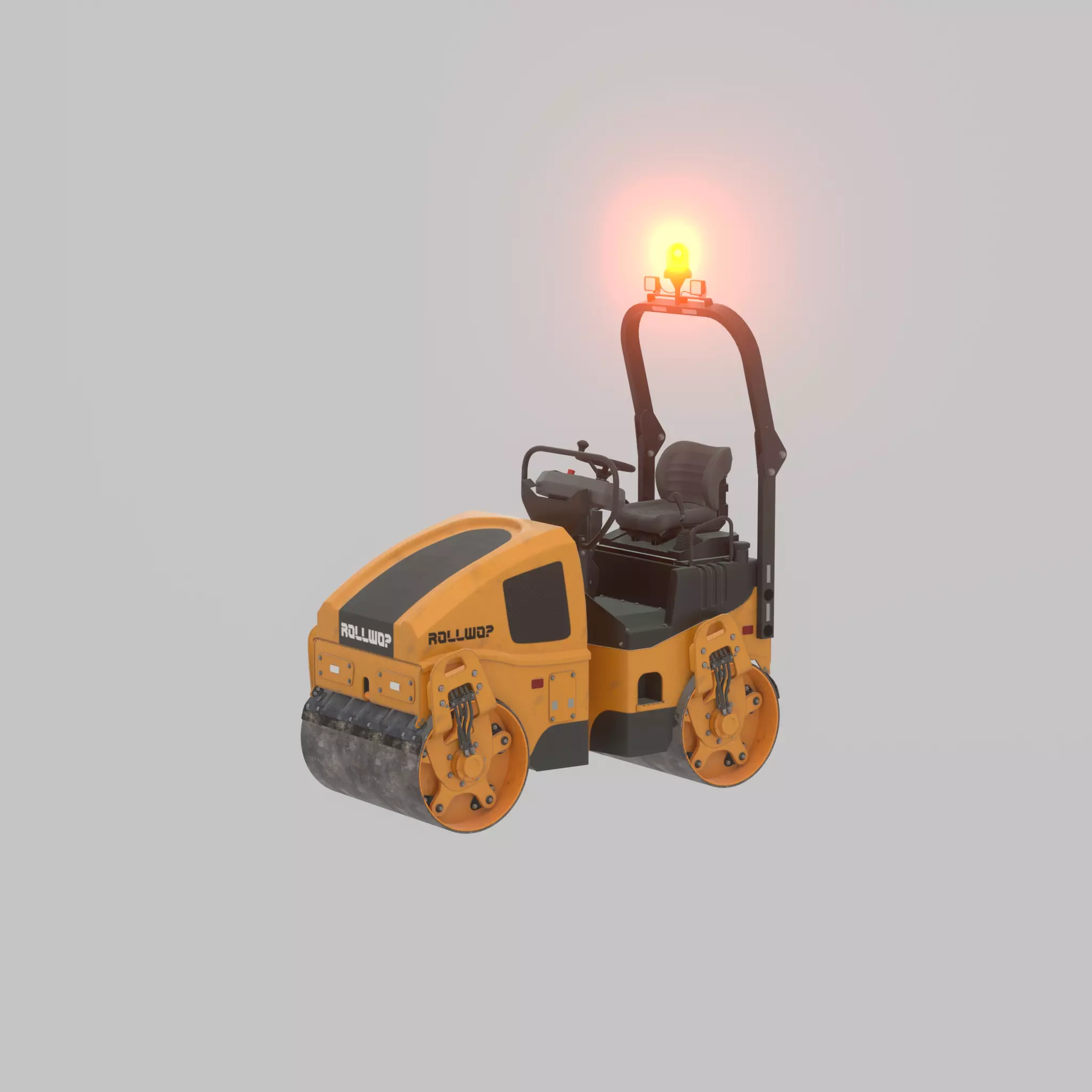 Road Roller Version-1 yellow rigged Low-poly 3D model_40