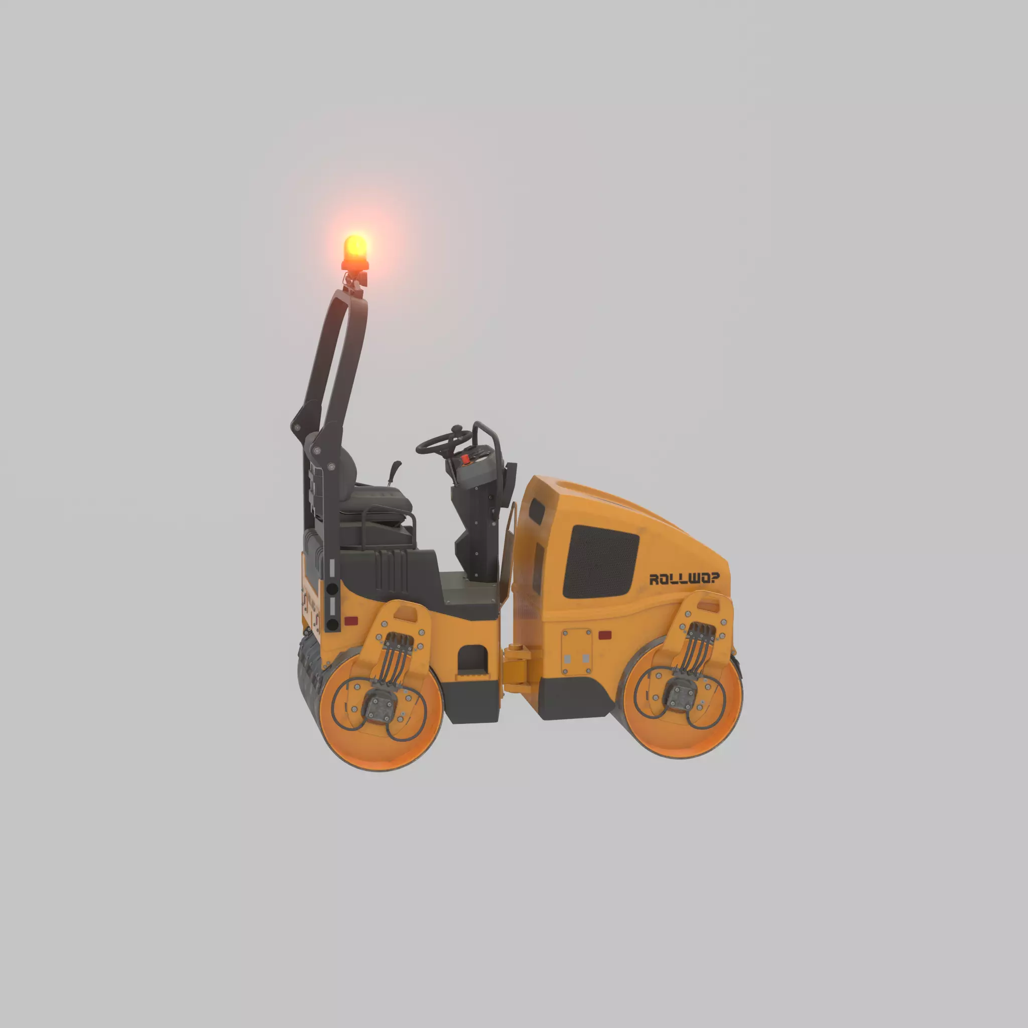 Road Roller Version-1 yellow rigged Low-poly 3D model_30