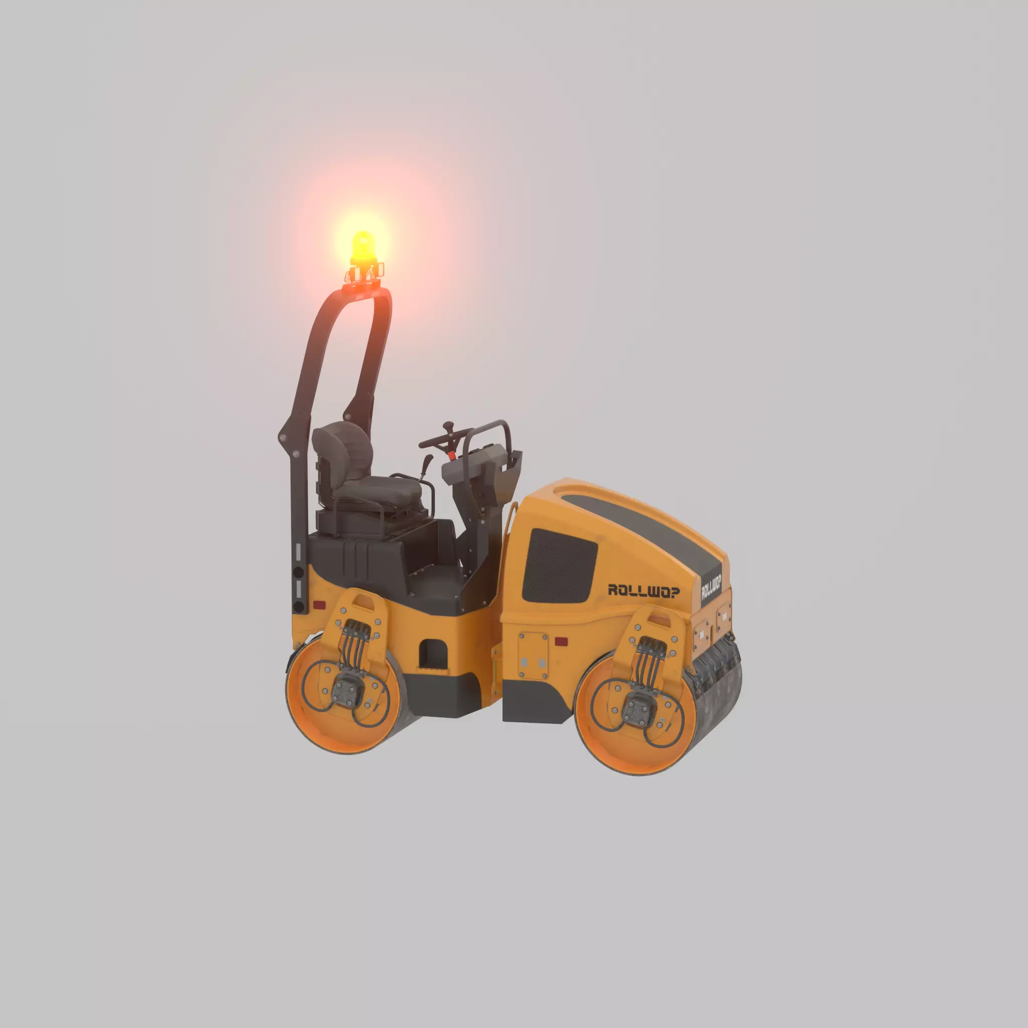 Road Roller Version-1 yellow rigged Low-poly 3D model_49