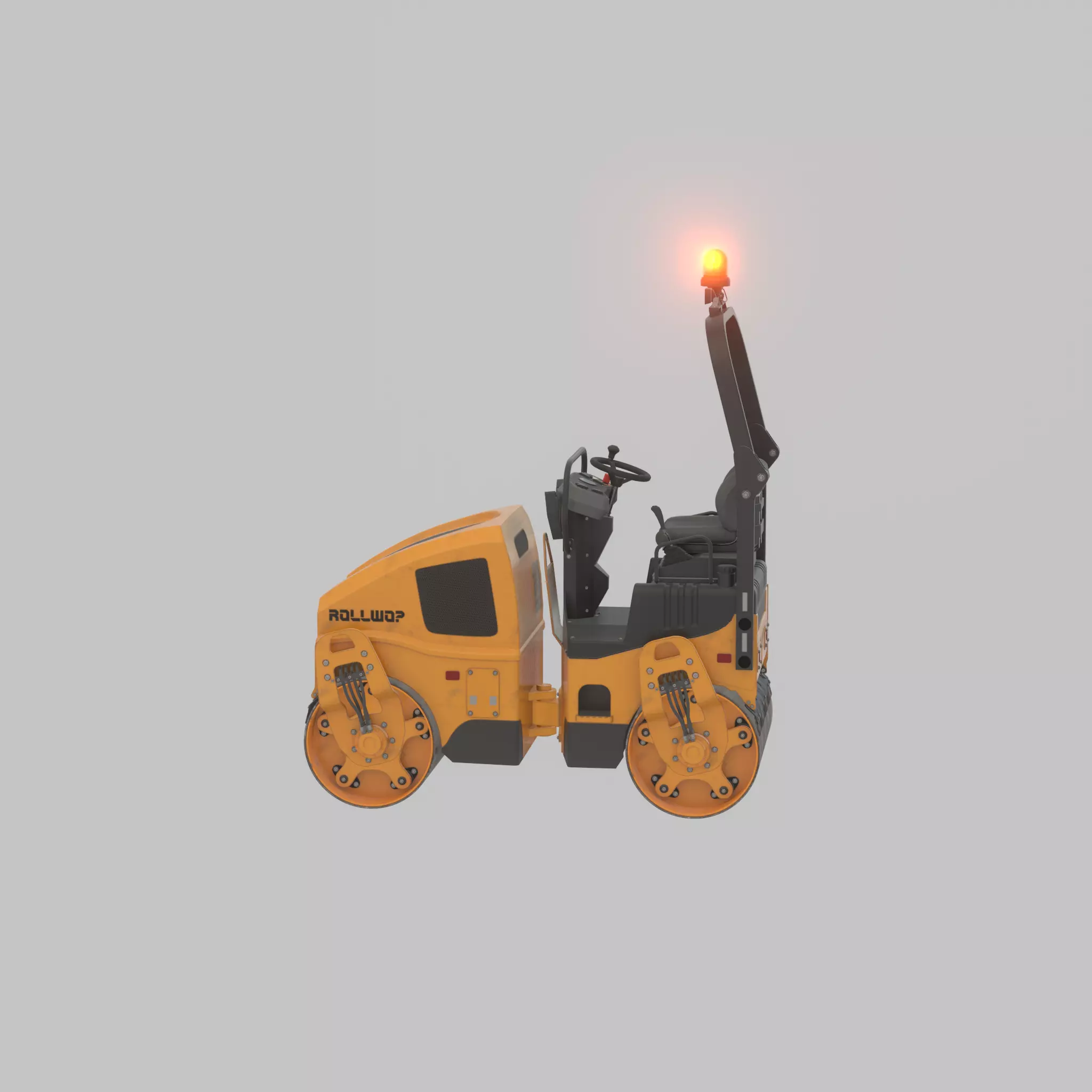 Road Roller Version-1 yellow rigged Low-poly 3D model_47
